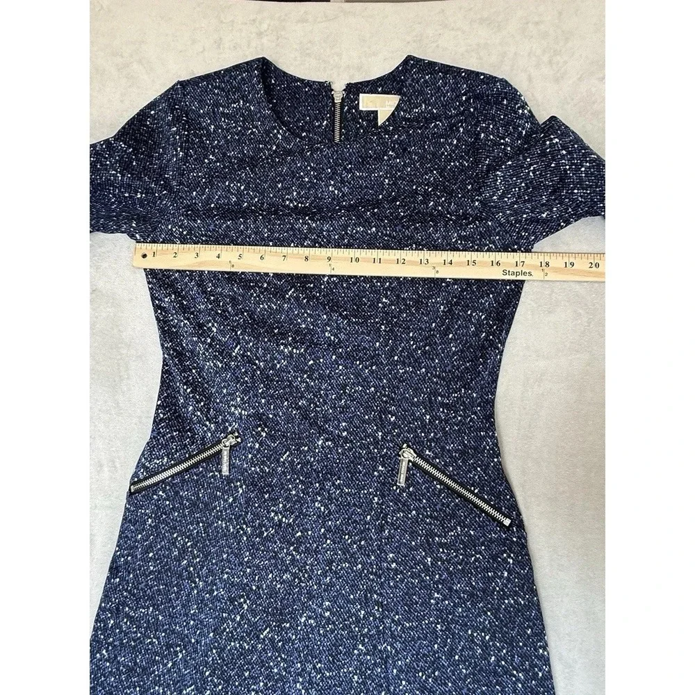 Michael Kors Dress Womens 4 Blue‎ Speckled Zip Pockets Party Celestial Elegant